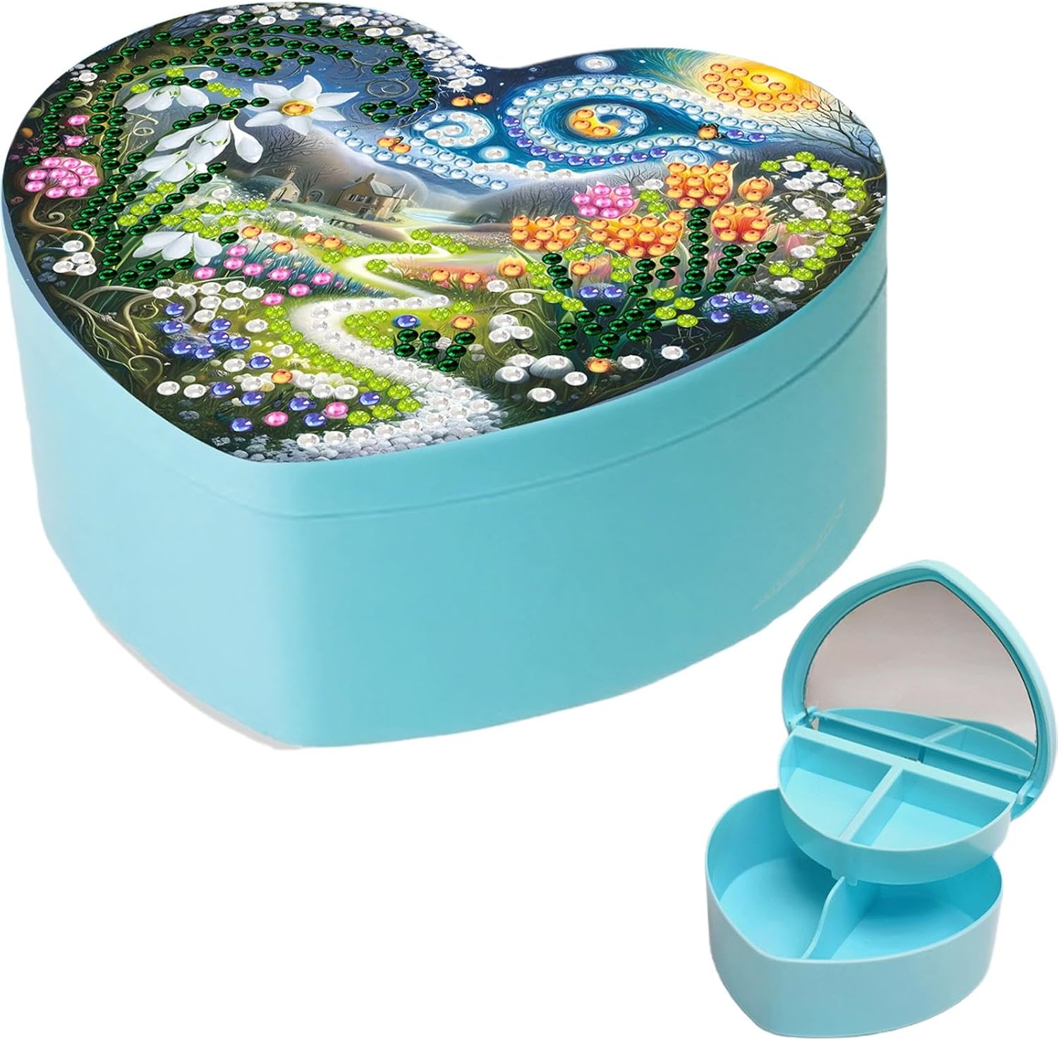 DIY Diamond Art Painting, Heart Shaped Jewelry Box Crystal Mosaic Kit