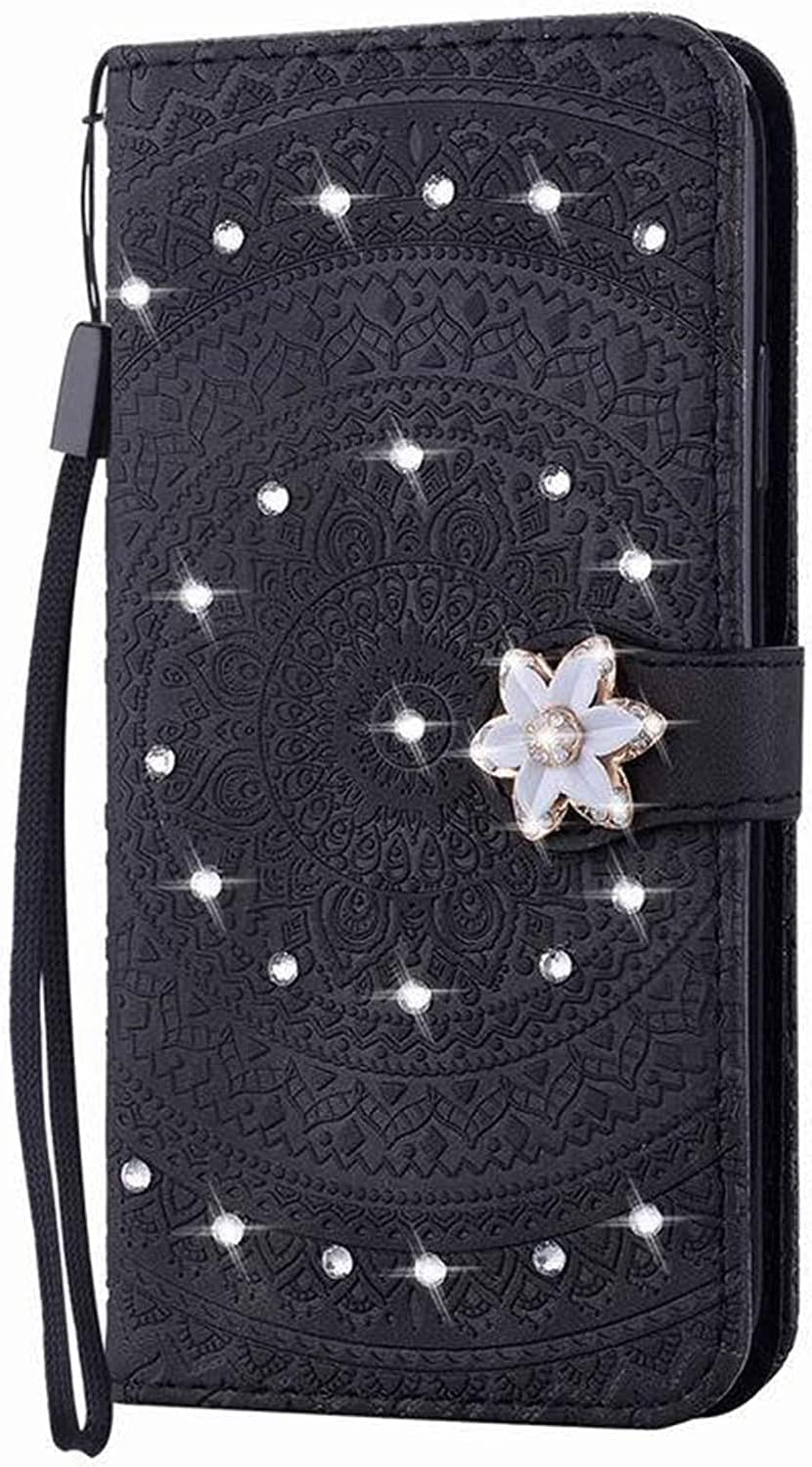 Wallet Case for iPhone 12 Pro Max 6.7", Folio Flip PU Leather Wallet Cover Glitter Shockproof Girls Case, Magnetic Closure, Soft TPU Case with Kickstand and Card Slot (Color : Grey)