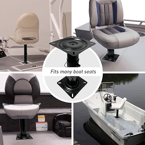 Miniatura 6 de Pedestal de asiento de barco con bloqueo de altura ajustable de 13 a 19 pulgadas, base de asiento de barco con rieles deslizantes, alta durabilidad,