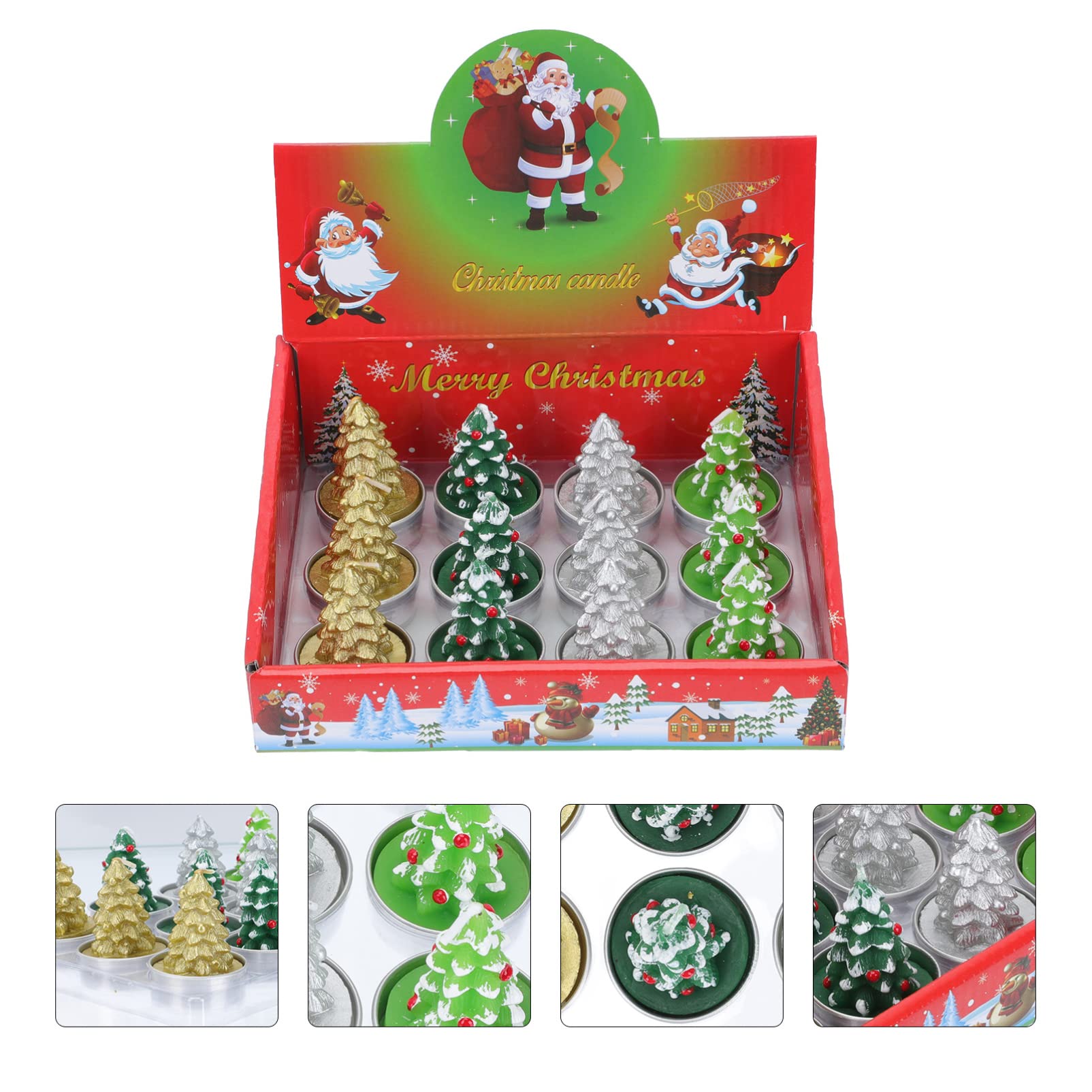 PRETYZOOM 12piezas Velas Navideñas Aromáticas Caja de Obsequio Decorativa para Fiestas Diseño de Árbol de Navidad para Decorar Fiestas de Navidad y Crear Ambiente Festivo