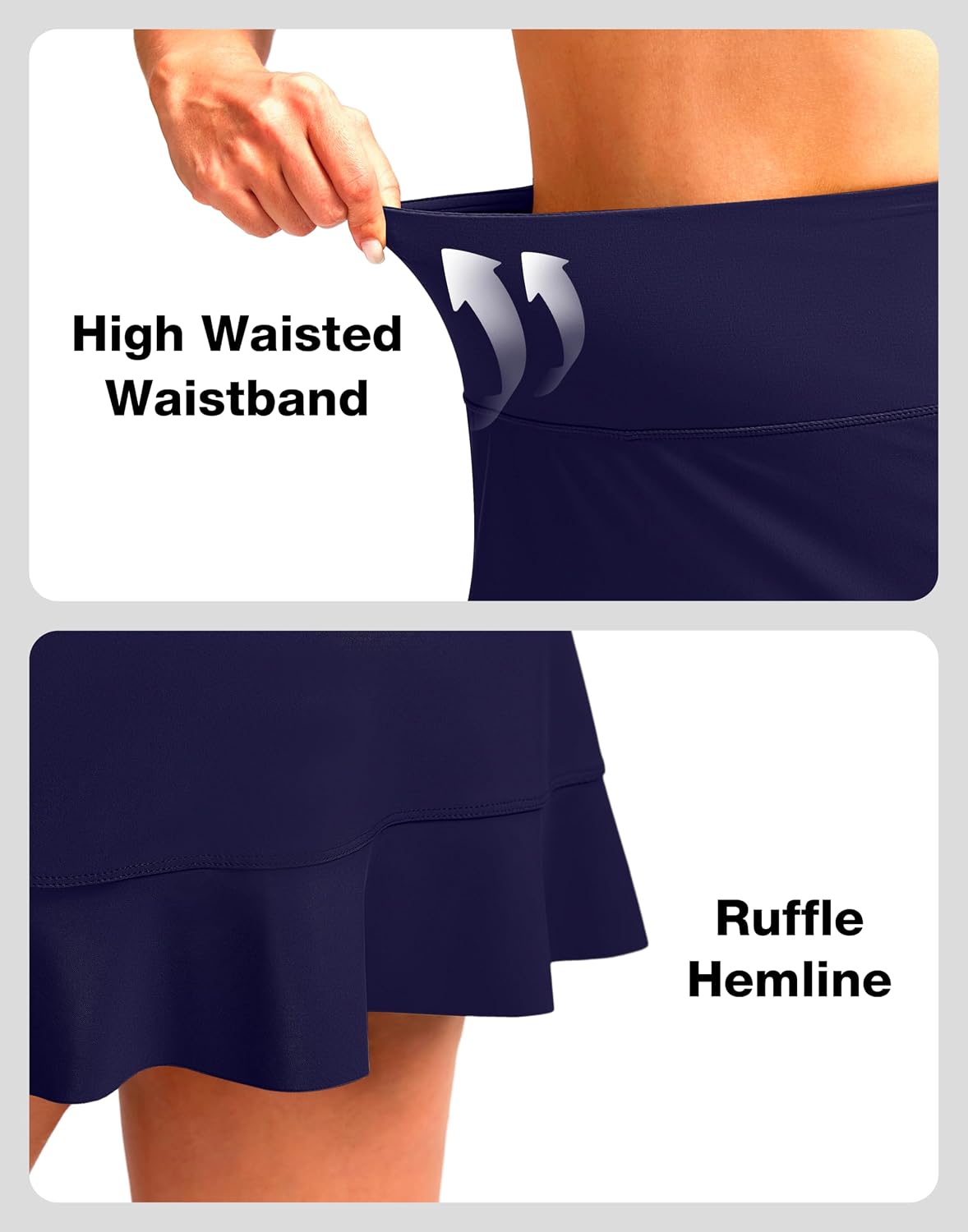 Soothfeel Women's Swim Skirt with Pocket High Waisted Ruffle Tummy Control Tankini Swimsuit Bathing Suit Bottoms