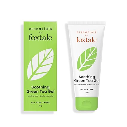 Foxtale Essentials Soothing Green Tea Oil Free Face Moisturizer | for Oily, Acne-Prone, Combination & Sensitive Skin | Hydrates, Brightens and Calms Acne | Antioxidant, Lightweight, Non-Sticky | 50g
