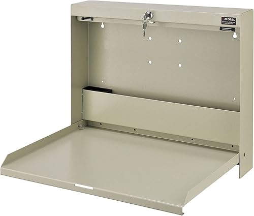 Global Industrial Escritorio de escritura con cerradura para montar en la pared, 20.0 in de ancho x 9.7525cmde profundidad x 41.75cmH, bronceado