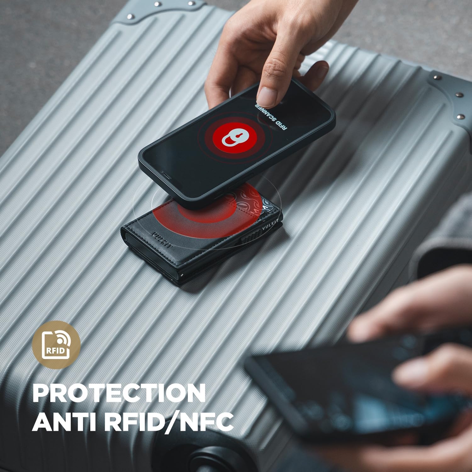 VULKIT Men's Slim Wallets Pop Up Card Holder RFID Blocking Metal Wallet Minimalist Design Holds Up to 11 Cards - Image 6