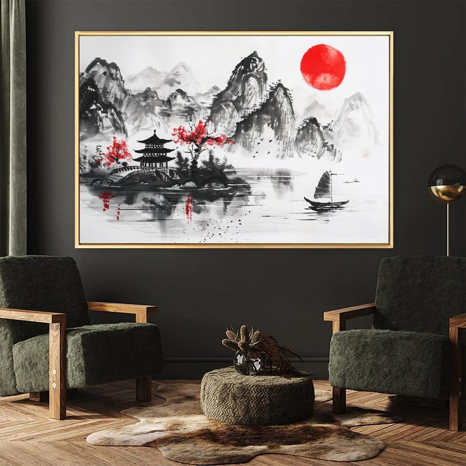 Amazon.co.jp: 絵画 中国風の風景水墨画 アートパネル ポスター