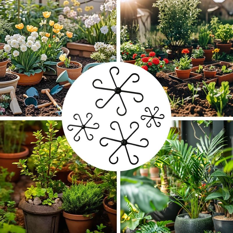 4 Pcs Plant Stem Supports, Reusable Plastic Climbing Houseplant Stakes, Indoor Outdoor Plant Growth Accessories for Monstera, Vine & Potted Plants – Promotes Upright Growth & Airflow (Black image 4