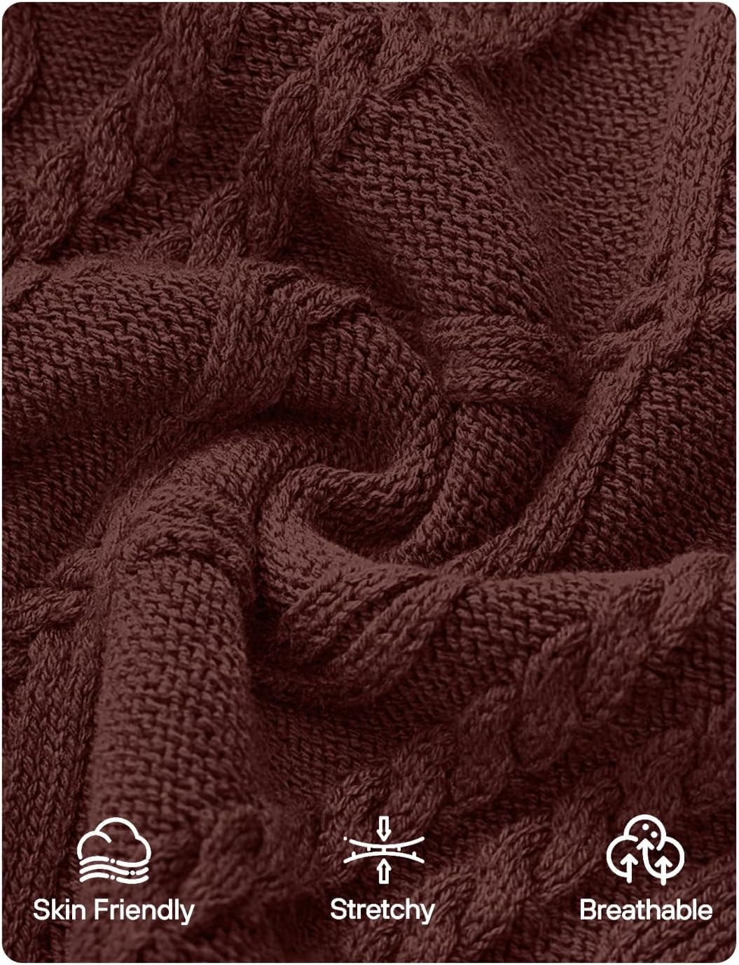 ZESICA Women's Spring Oversized Sweaters 2026 Casual Long Sleeve V Neck Cable Knit Trendy Pullover Tops - Image 6