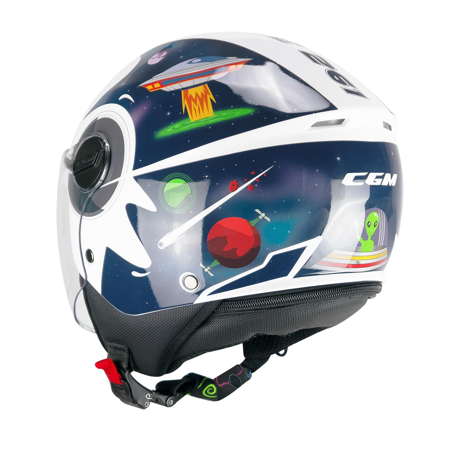 CGM Casco open face young, 261S MINI SPACE Blu Bianco, YXL (53-54cm)