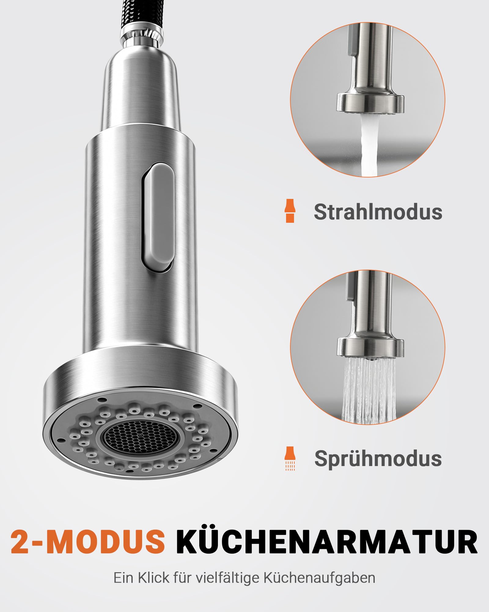 Ibergrif M22143A Küchenarmatur Ausziehbar Kaltstart Edelstahl Hochdruck