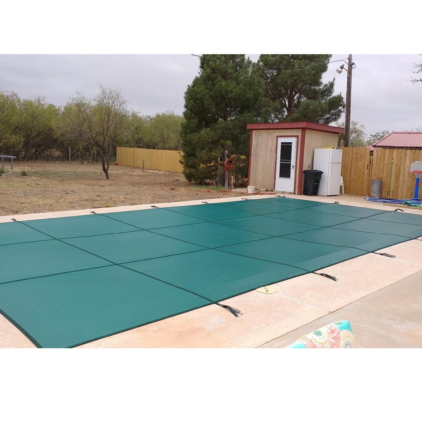 Bâche de sécurité d'hiver en maille PP robuste pour piscine hors sol, matériel d'installation inclus