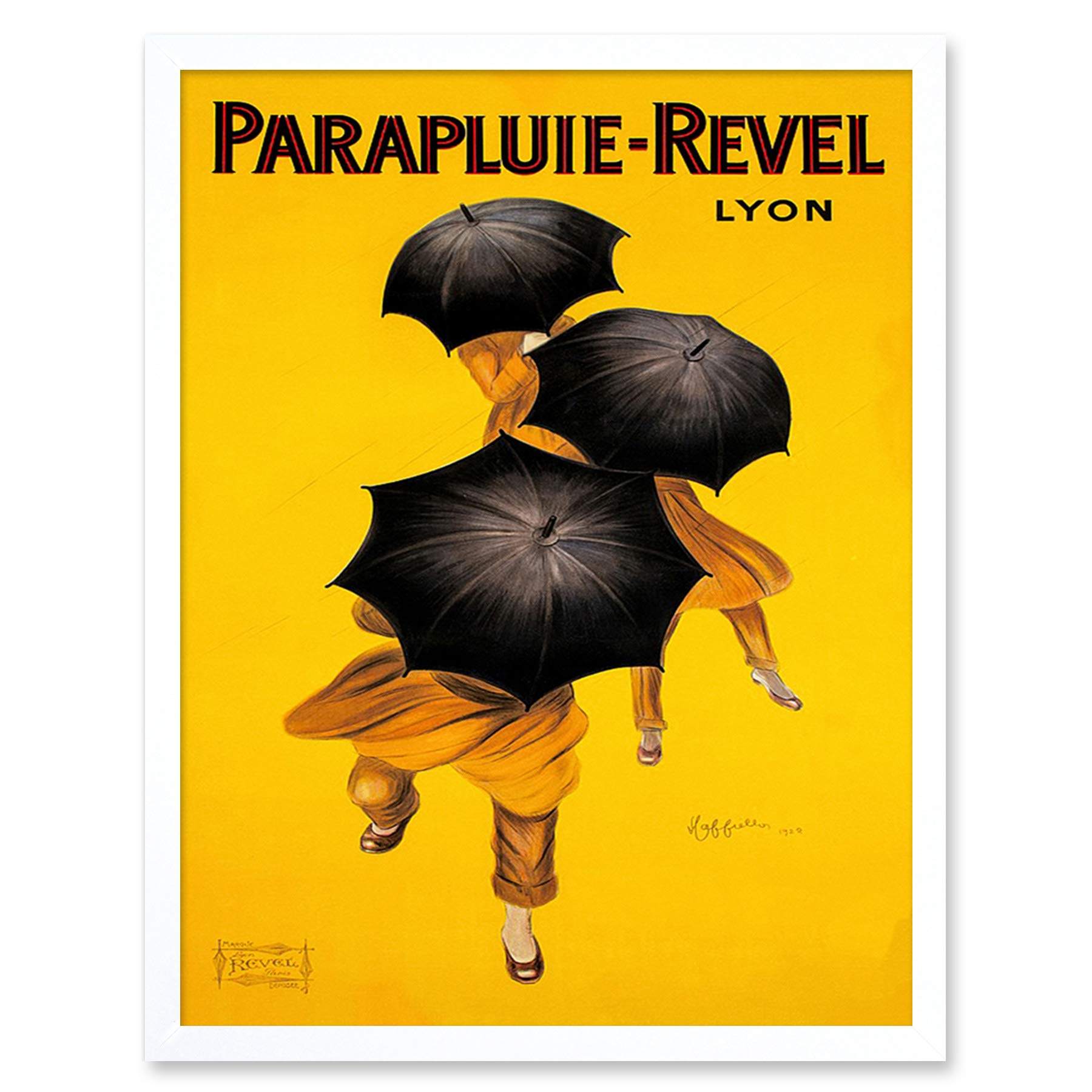 Wee Blue Coo Parapluie Revel Umbrella Rain Lyon France Art Print Framed Poster Wall Decor 12x16 inch