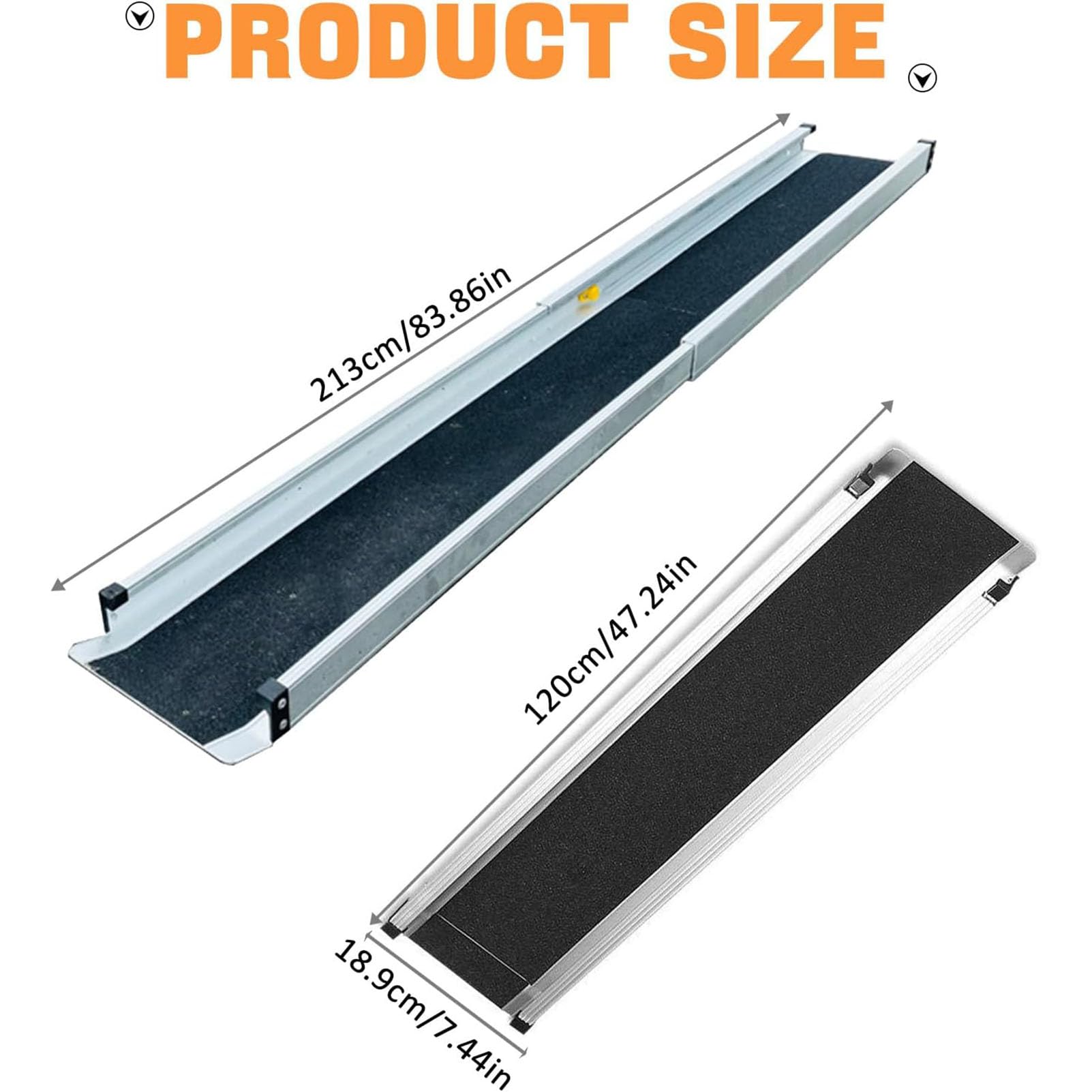 Rampas telescópicas para sillas de Ruedas de 2 Piezas, rampa de umbral de Aluminio Liviana con Superficie Antideslizante y Bolsa de Transporte, rampas telescópicas de 2 Secciones para escalones de e