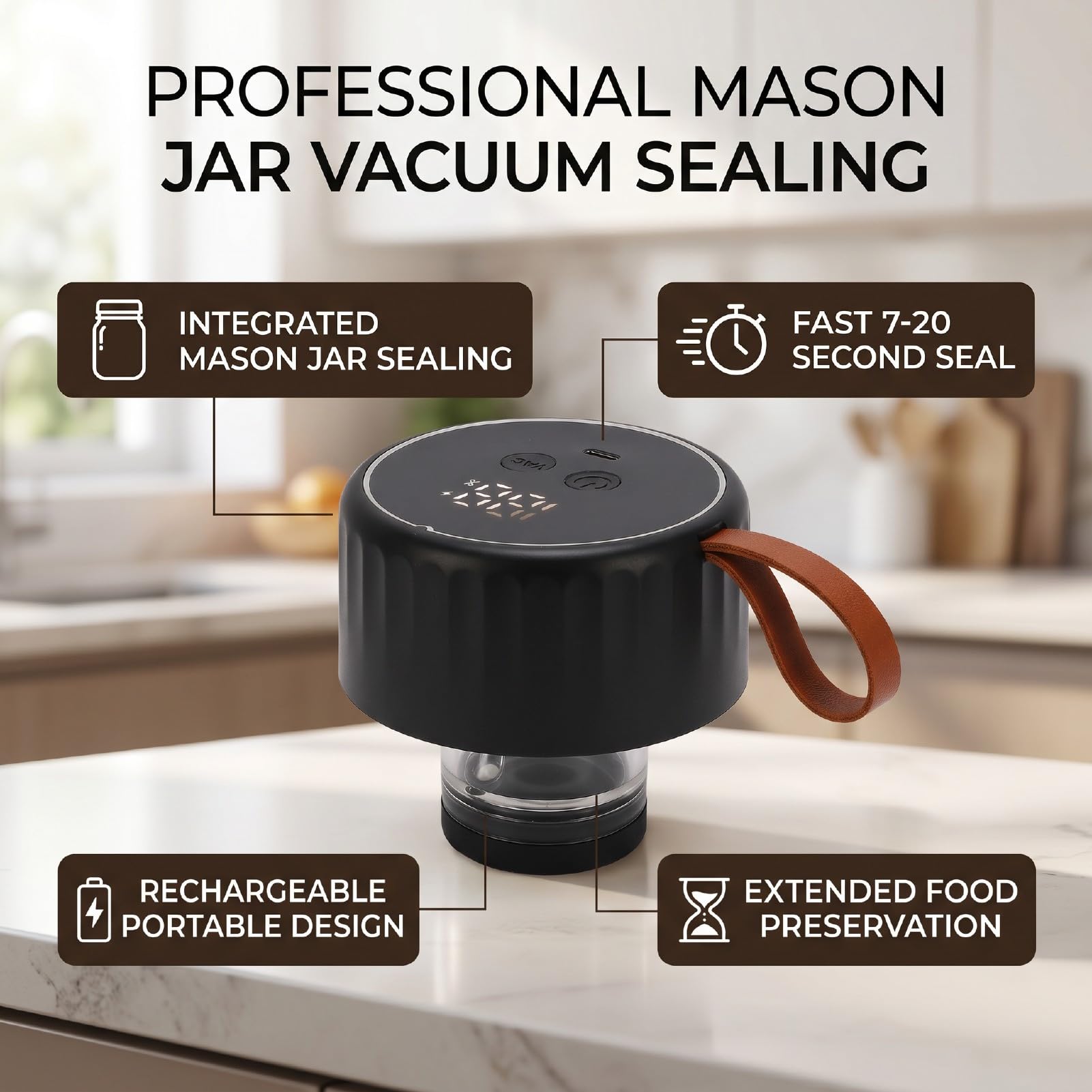 Annadue Scelleuse Sous Vide pour Bocal Mason avec 20 Sacs, Portative