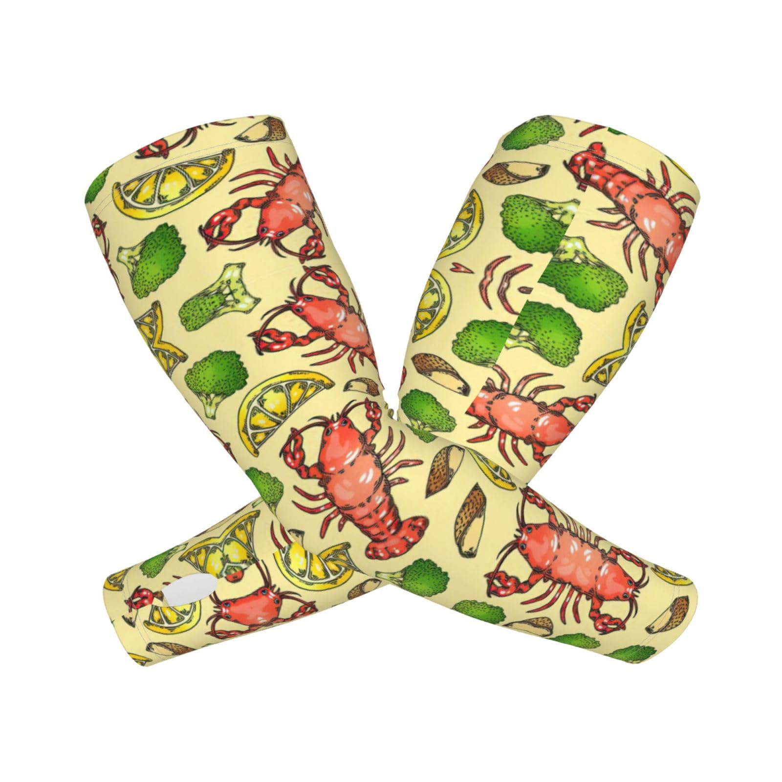 Lobster and Lemon Adult Cooling Sleeves - Elasticity Ice Silk Sun Protection Arm Sleeve for Outdoors, Sports Running, Cycling
