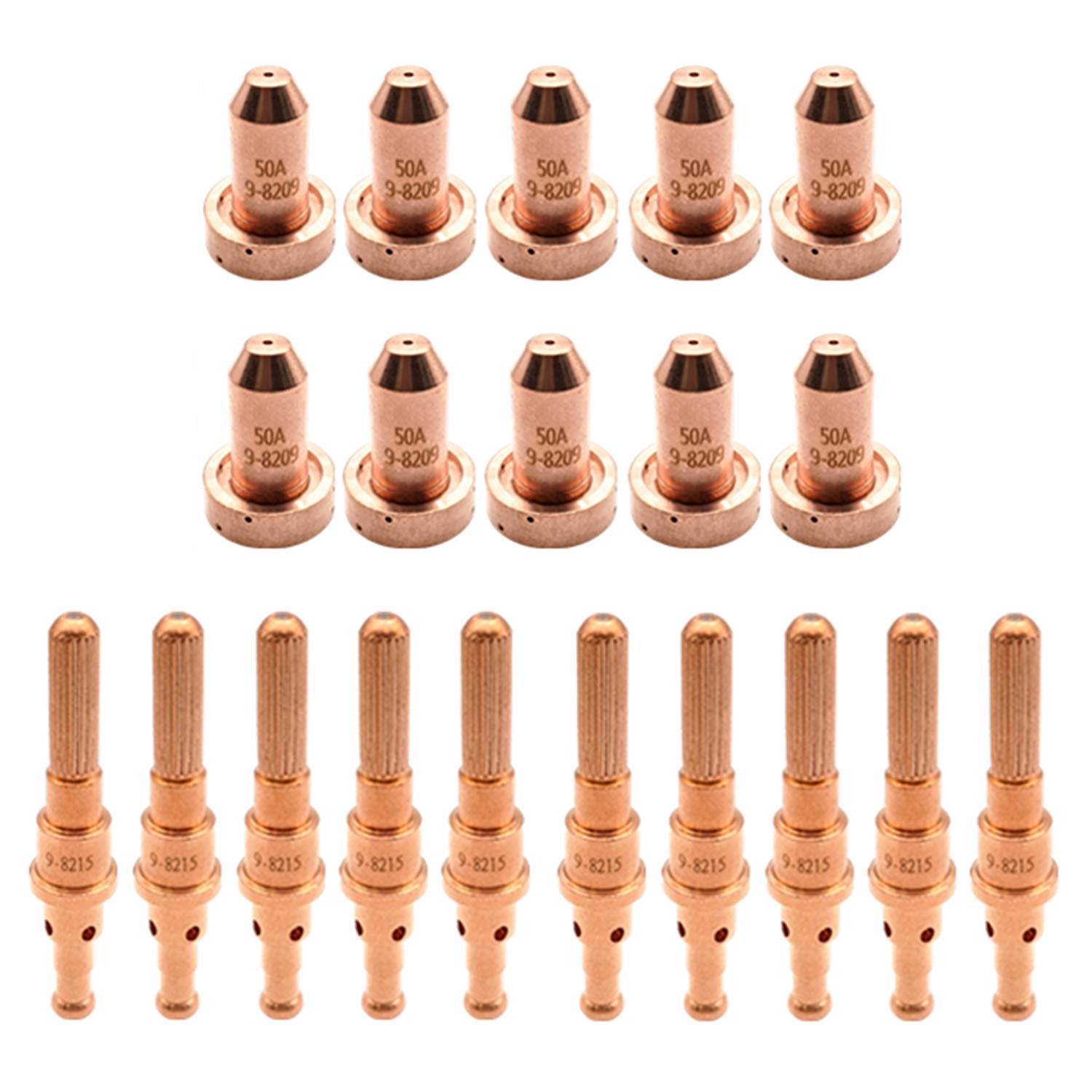TIANLYLIN 10Pcs 9-8209 Plasma Nozzle 10Pcs 9-8215 Plasma Electrode Fit Thermal Dynamics SL60/SL100 Cutting Torch Consumables