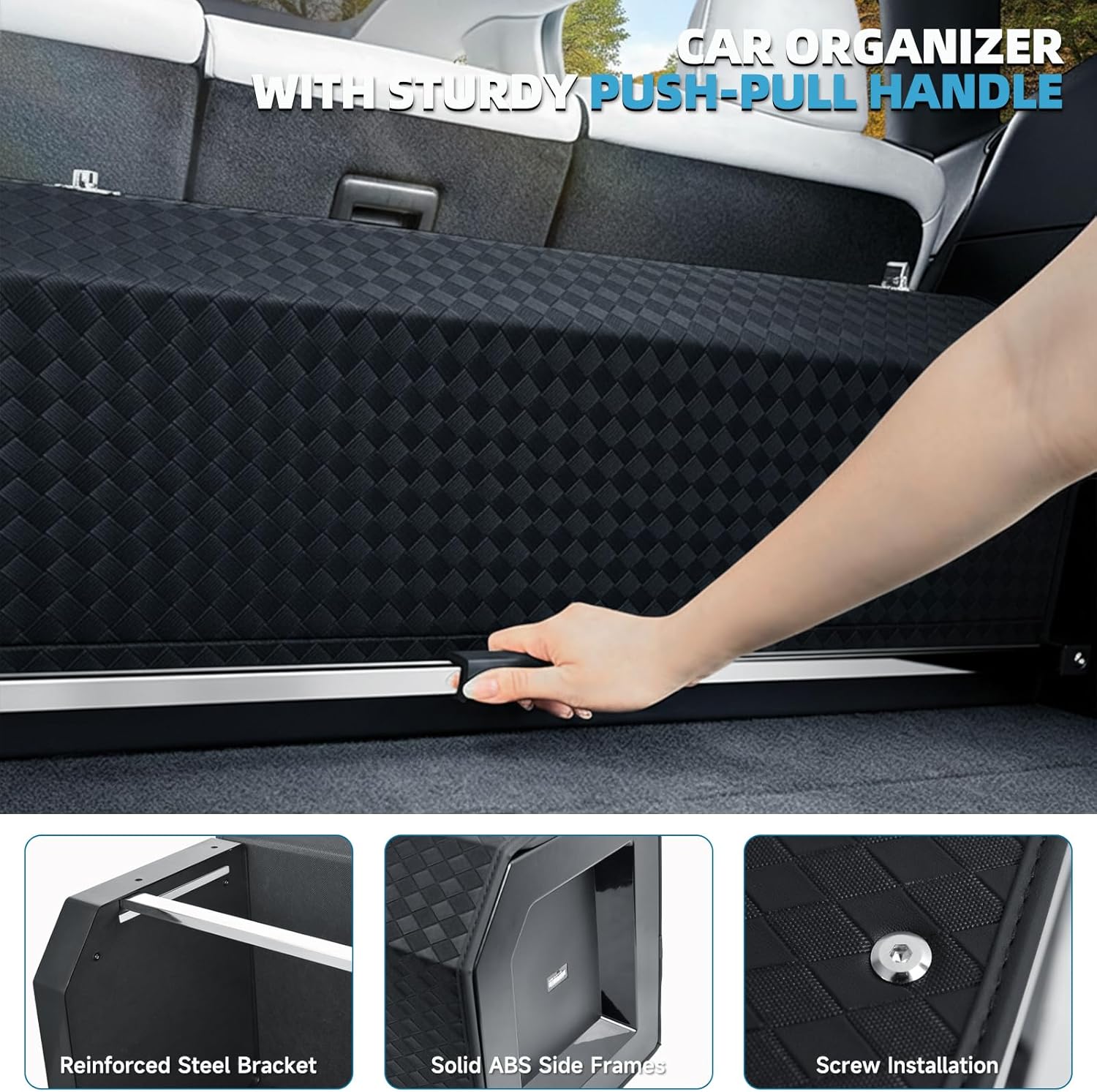 Trunk Orgainzers with Light for Honda CR-V(5 seater) 2023-2026, Leather Car Organizer Storage with Handle & Lid, Trunk Cargo Organizer for SUV Powered by 4 AA Batteries (Batteries Not Included)