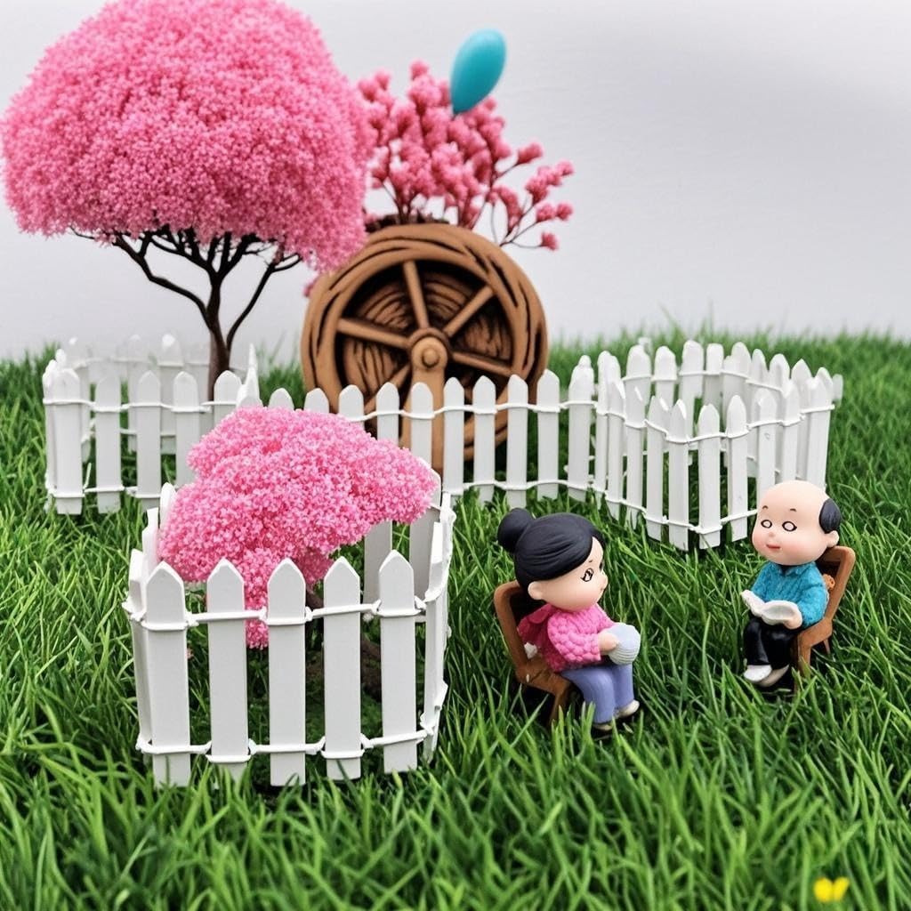Miniature Fairy Garden Fence 35 Inches,Fairy Garden Accessories Outdoor Wood Picket Fence,DIY Flowerpot Decoration DIY Wood Picket Fence, Miniature Garden Decoration Mini Ornament for Dollhouse