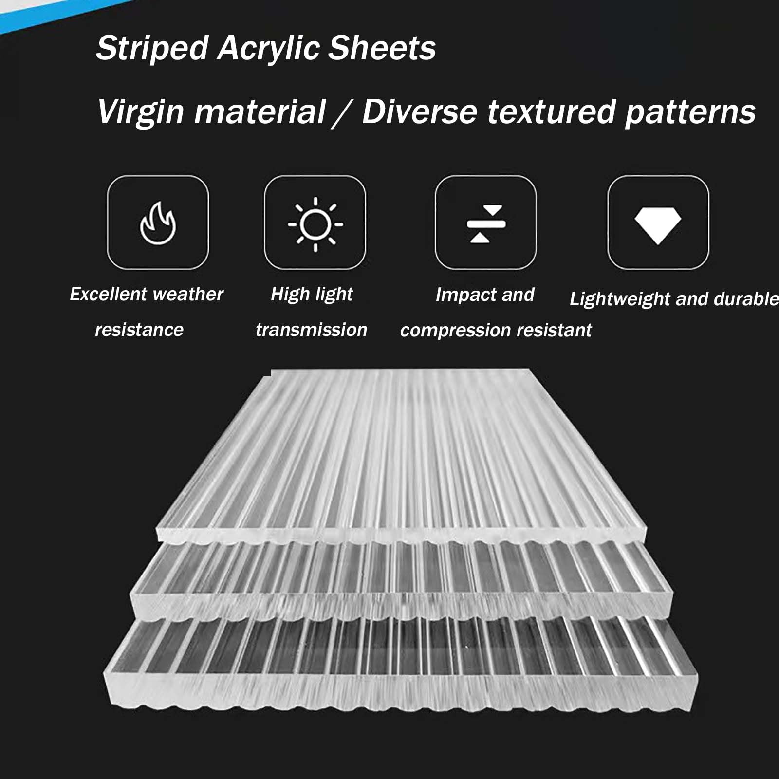 Pannello in Acrilico Rigato Trasparente Lastra 8 mm,500x500mm | Lastra in acrilico trasparente con superficie rigata, ideale per mobili, espositori, divisori e progetti creativi fai da te