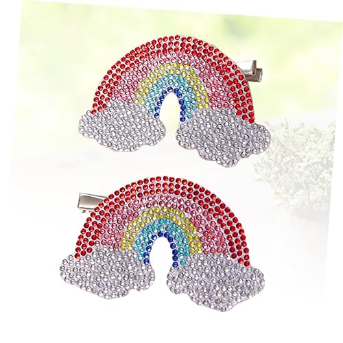 Miniatura 9 de FRCOLOR Clip de pelo arco iris, 2 unidades, accesorios para el cabello de arco iris para niñas y mujeres, pasadores de pelo lindos sin pasadores