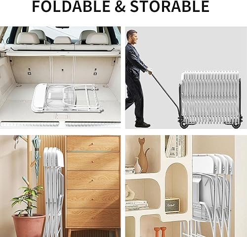 Miniatura 6 de No Assembly 4 Pack White Folding Chairs, Lightweight Plastic Wedding Chair, Indoor & Outdoor Bulk Foldable Chairs for Banquet, Party, Picnic