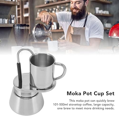 Miniatura 2 de OUKENS Máquina de café expreso, olla de acero inoxidable con boquilla única, tubo de bricolaje, taza de café, juego de tazas de café al aire libre,