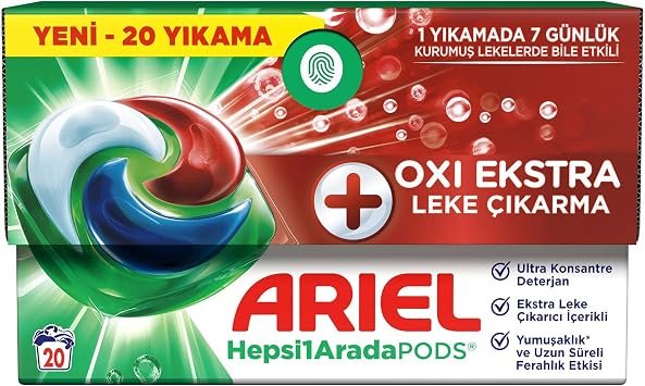 Ariel All1In-Between PODS Oxi Extra Stain Removal Capsule Laundry Detergent Whites and Colors 20 Wash