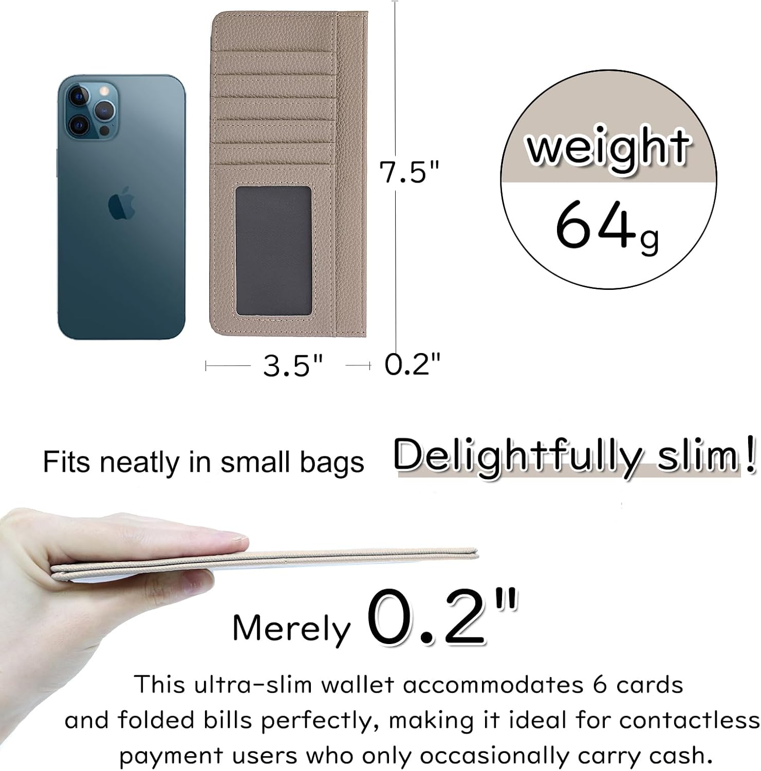 Slim Long Wallet for Women & Men – Thin Card Holder with Coin Pocket, Compact Billfold, Perfect for Travel, Weddings, and Everyday Use Unisex(Vertical Khaki) - Image 4