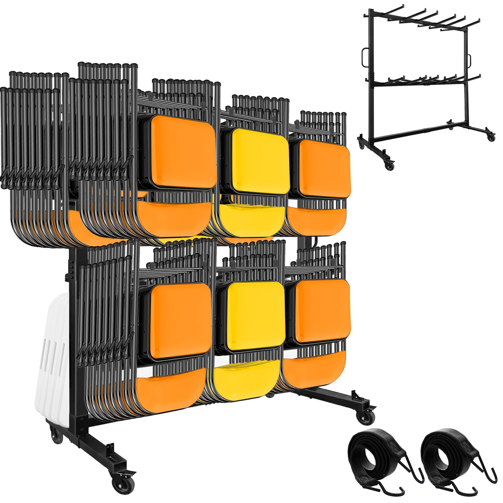 koretech Folding Chair Rack, Folding Chair Cart with Wheels Heavy Duty, Holds Up to 96 Chairs, Chair Storage Dolly for Transport Organize Chairs