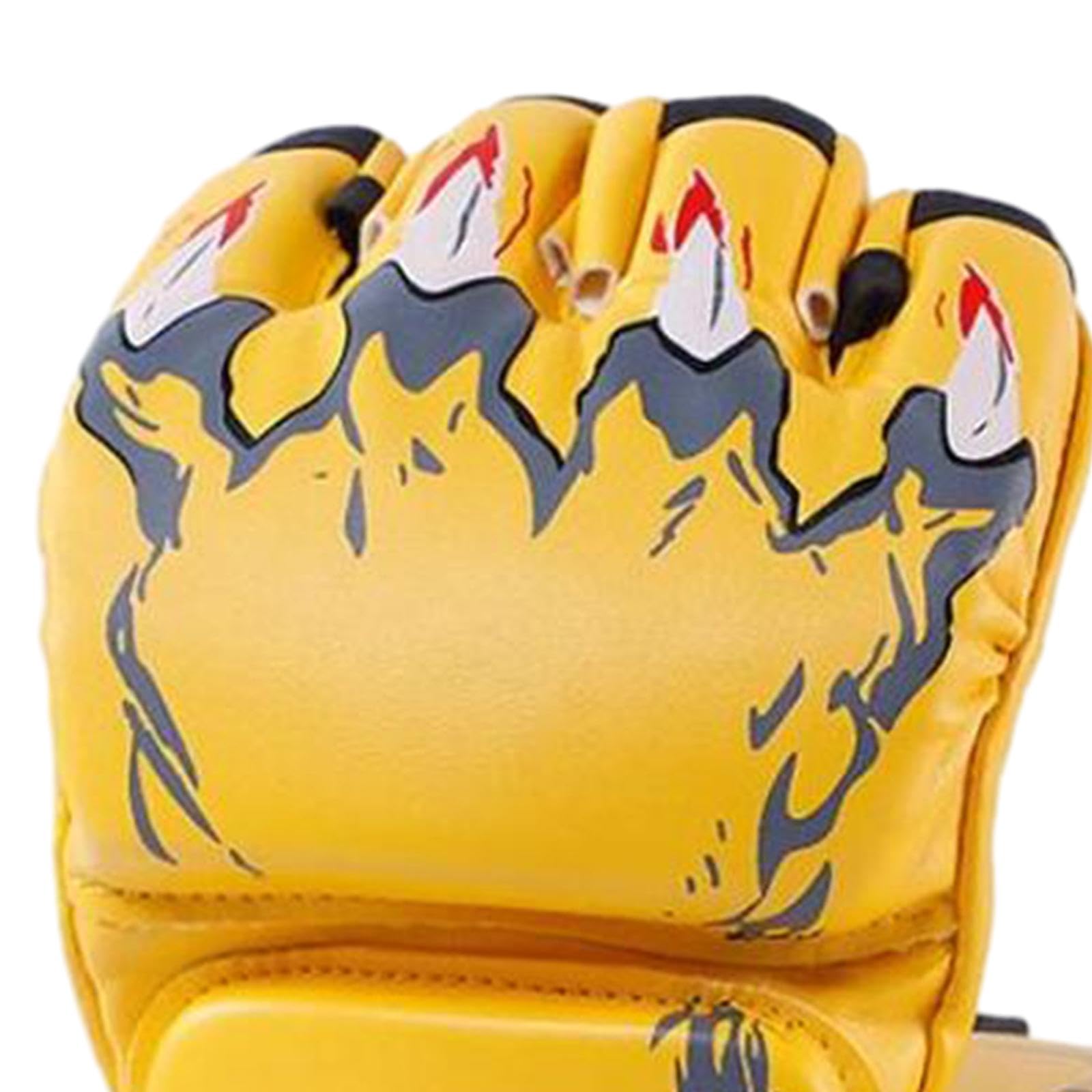 Gants De Boxe Demi-doigts En PU – 24x13x5 Cm, Coussin 3 Cm, Sangle Réglable, Pour MMA, Kickboxing, Sac Lourd