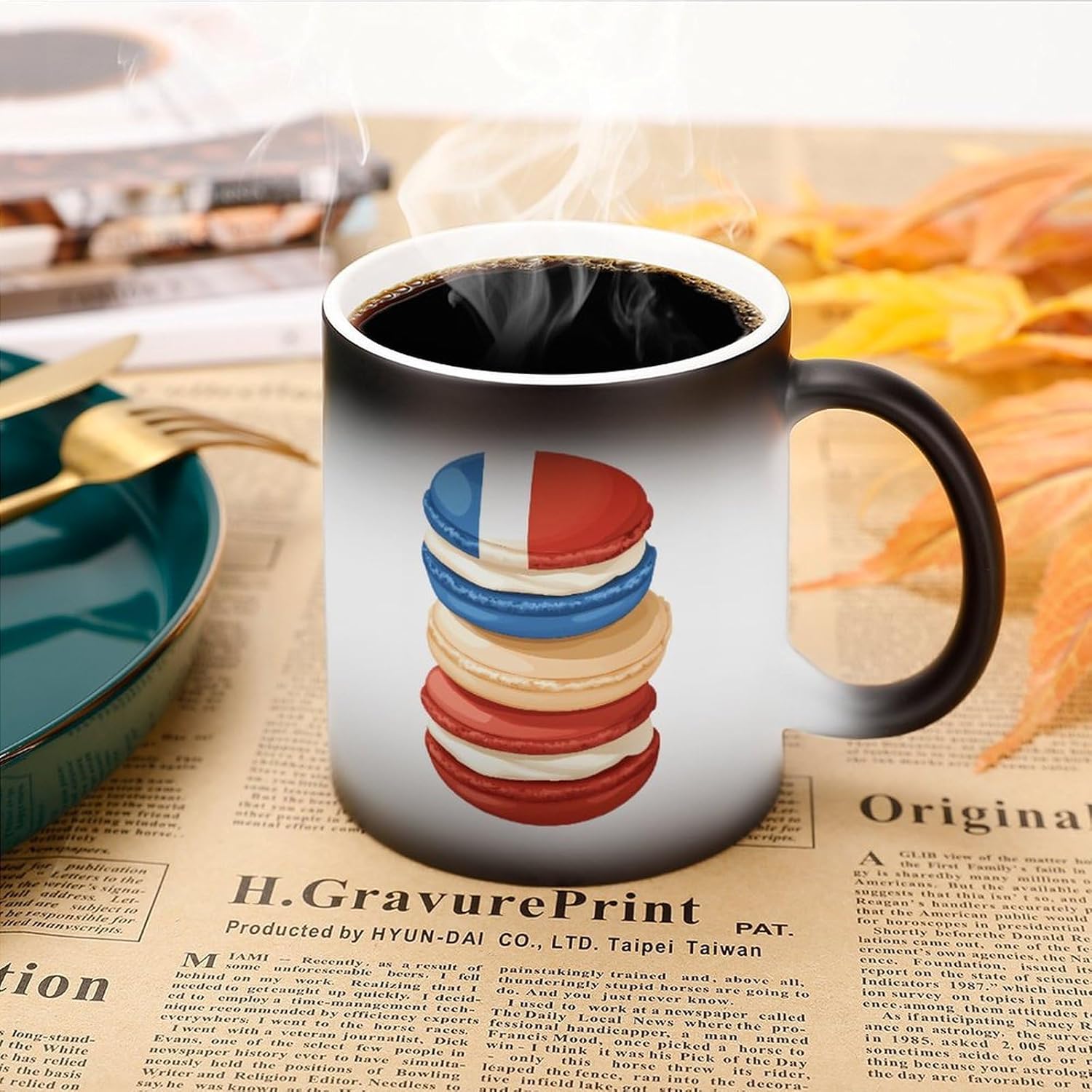 Macarons French Flag Funny Color Changing Coffee Mug Ceramic Magic Cup Personalized Discoloration Tea Mugs
