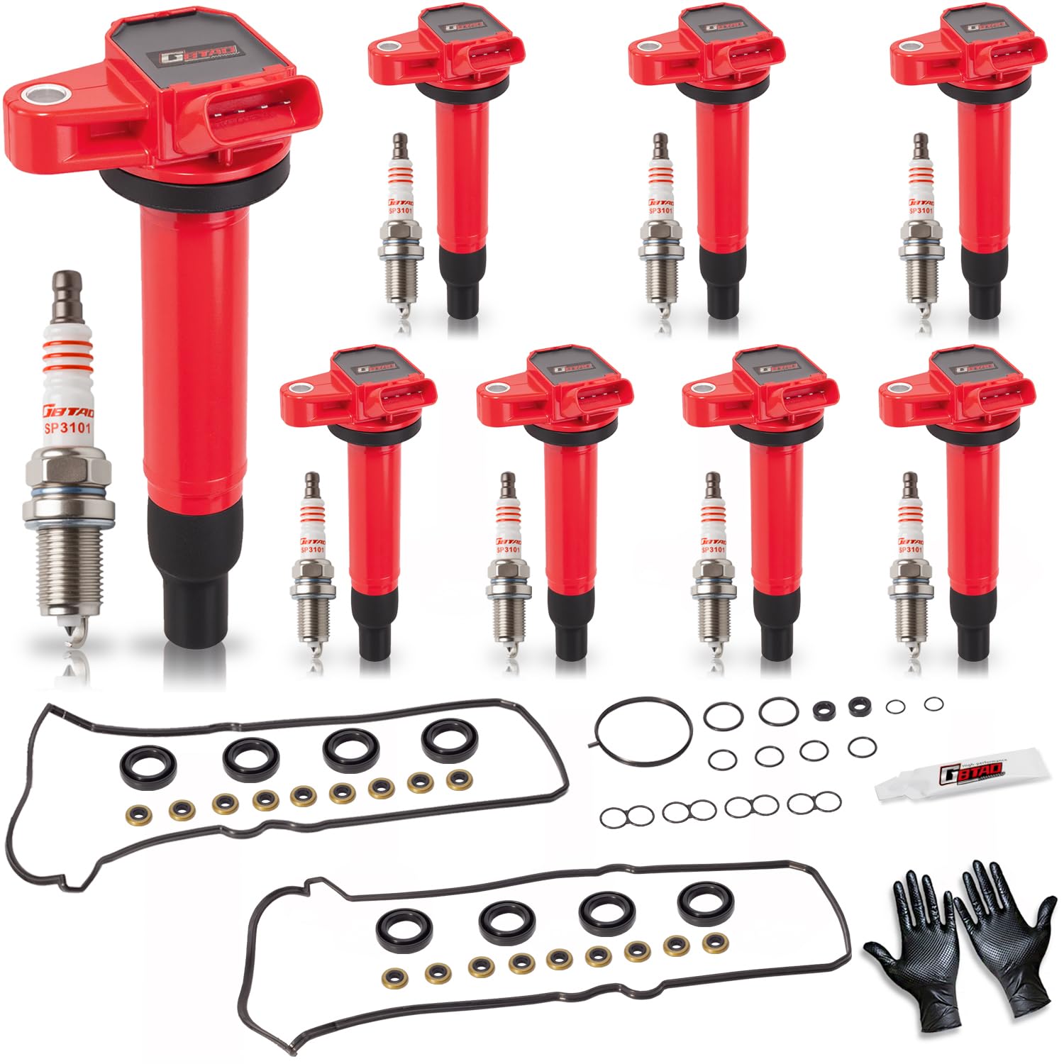 Photo 1 of GBTAD Ignition Coil Pack & Spark Plugs & Engine Valve Cover Gasket Set Compatible with Toyota Tundra Sequoia Land Cruiser 4Runner, Lexus GS430 GX470 LS430 LX470 SC430 4.3 4.7 V8 2000-2009
