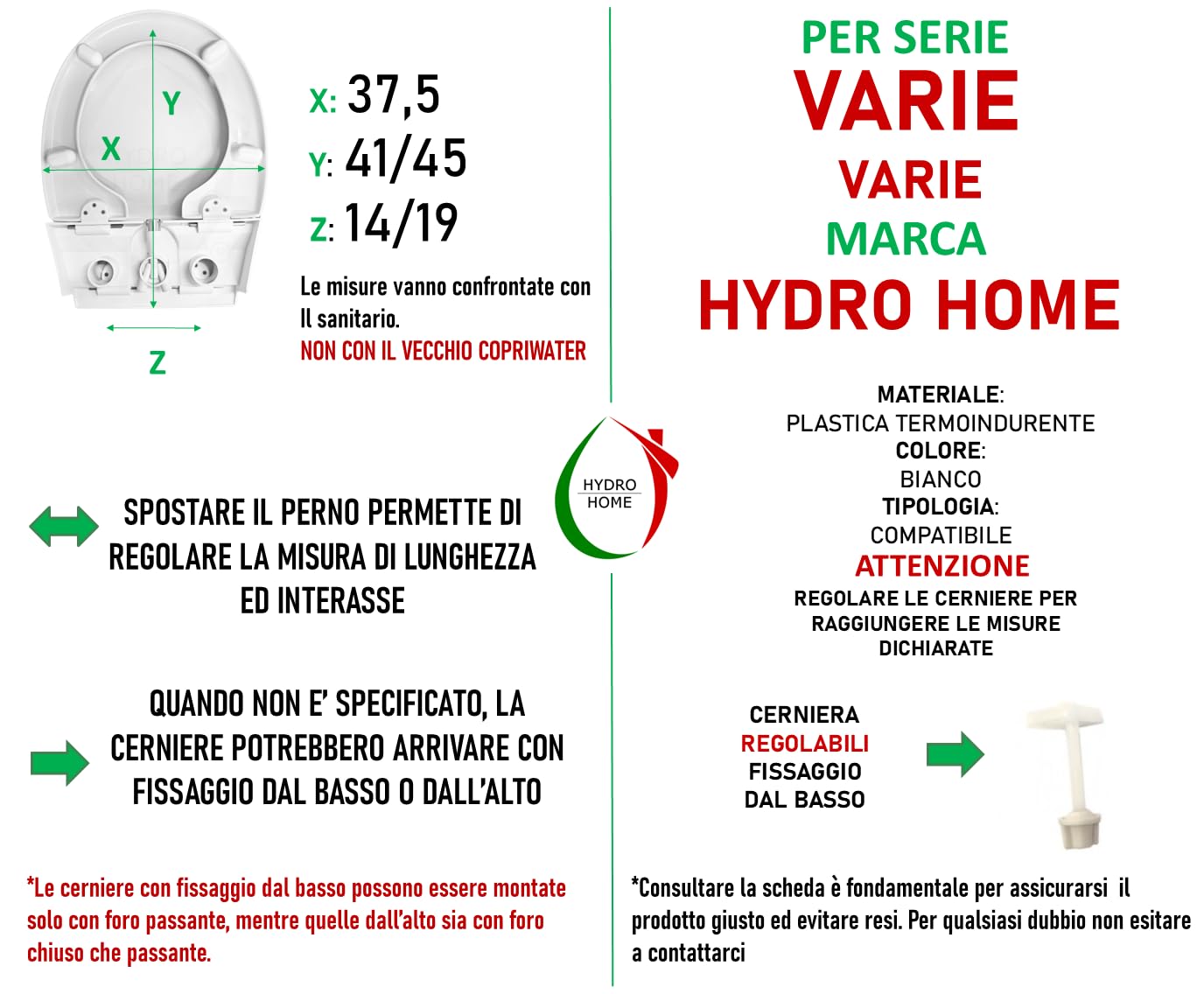 Asiento de inodoro y bidé universal ovalado, termoestable, blanco, con dispensador de agua caliente y fría, fabricado en Italia HYDRO HOME