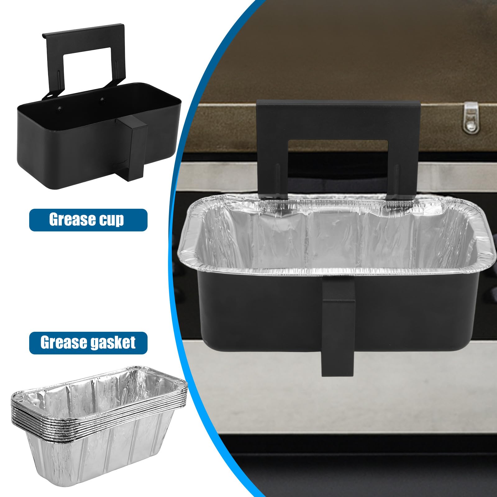 Penitue Ensemble Bac Récupérateur de Graisse et Doublures en Aluminium pour Plaque de Cuisson, Bac Récupérateur d'Huile Universel en Acier Carbone pour Poêles Blackstone et Autres Poêles à Frire