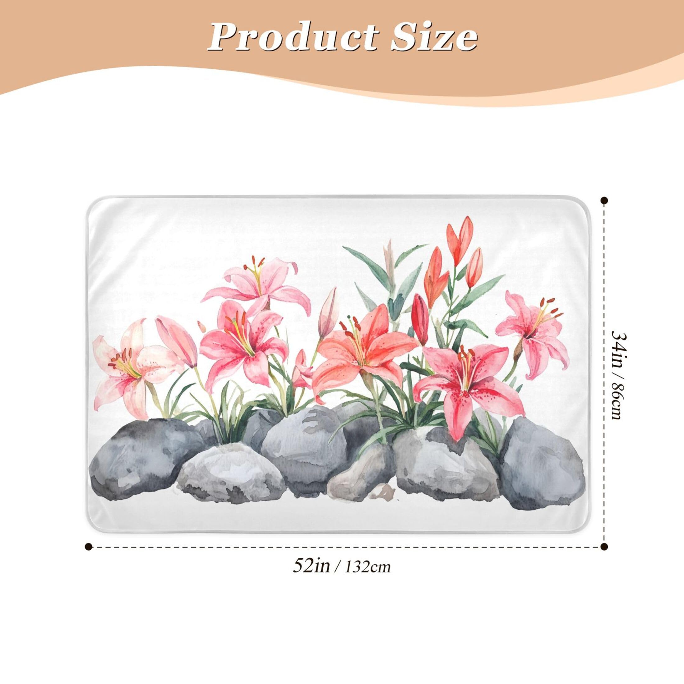 Takiito Lilies Growing in Rocks Bed Pad Reusable Bed Underpad Washable Waterproof Leak-Proof Quick Dry Incontinence Pee Pad for Toddlers Kids Adults Pets 34x52 in