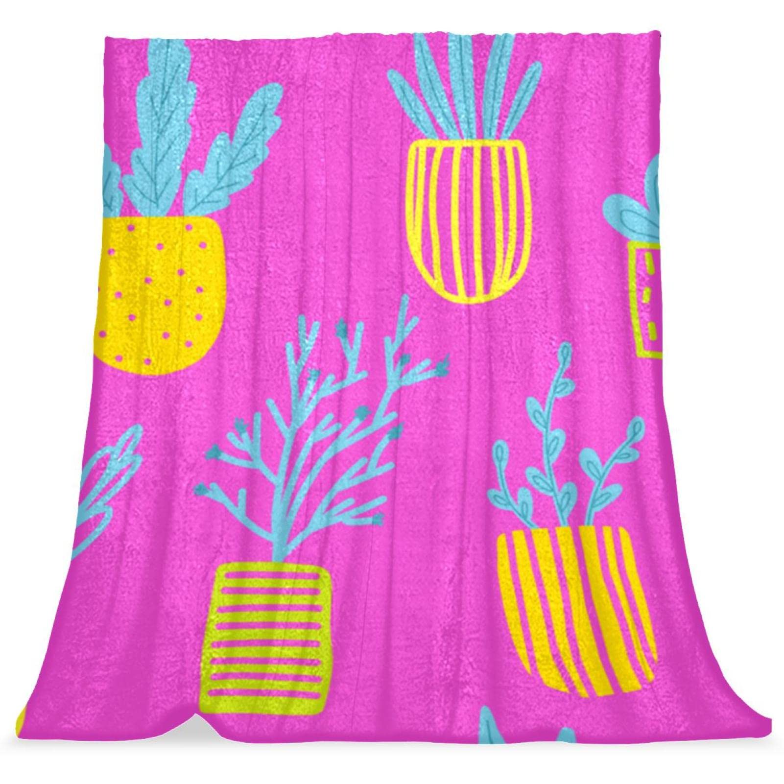 Couvre-lit plante tropicale rose doux et moelleux pour lit de garçon ou fille