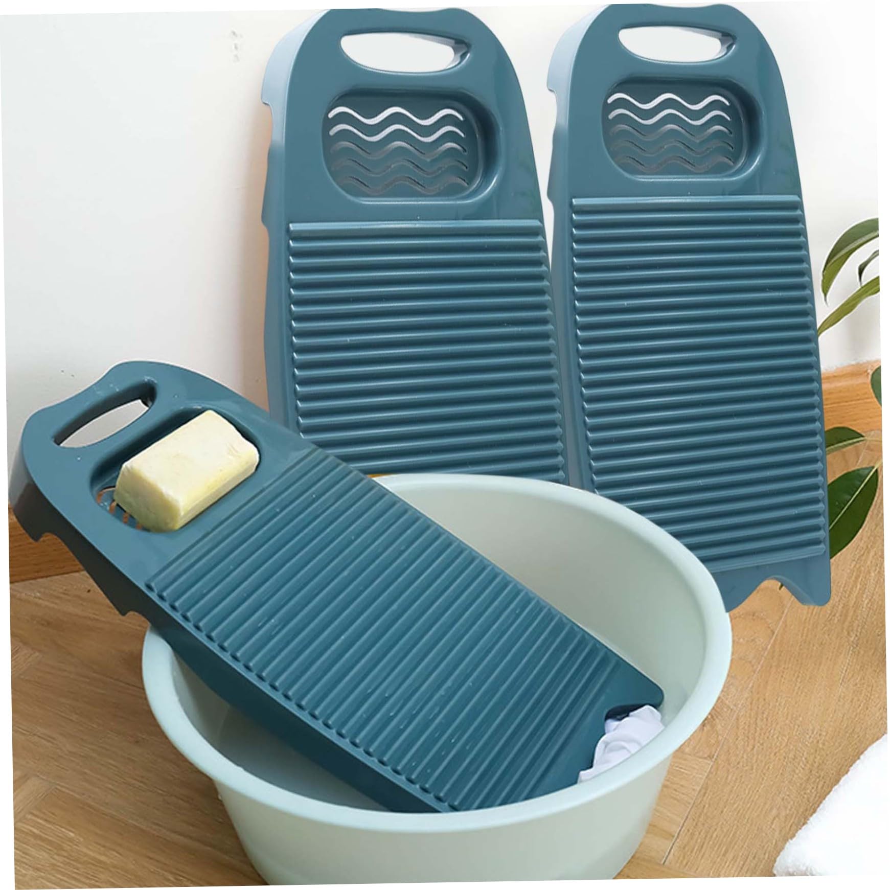 Planche à lavage en plastique, planches à laver à main à la main Banque à linge Lavage de lavage Tampon de lavage outil de lavage de la planche à laver pour le dortoir de la maison, bleu foncé