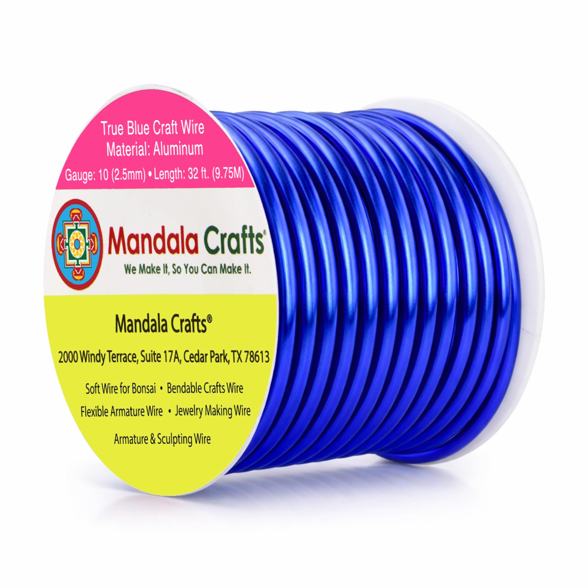 Mandala Crafts 10 Gauge True Blue Anodized Aluminum Craft Wire, 32 FT