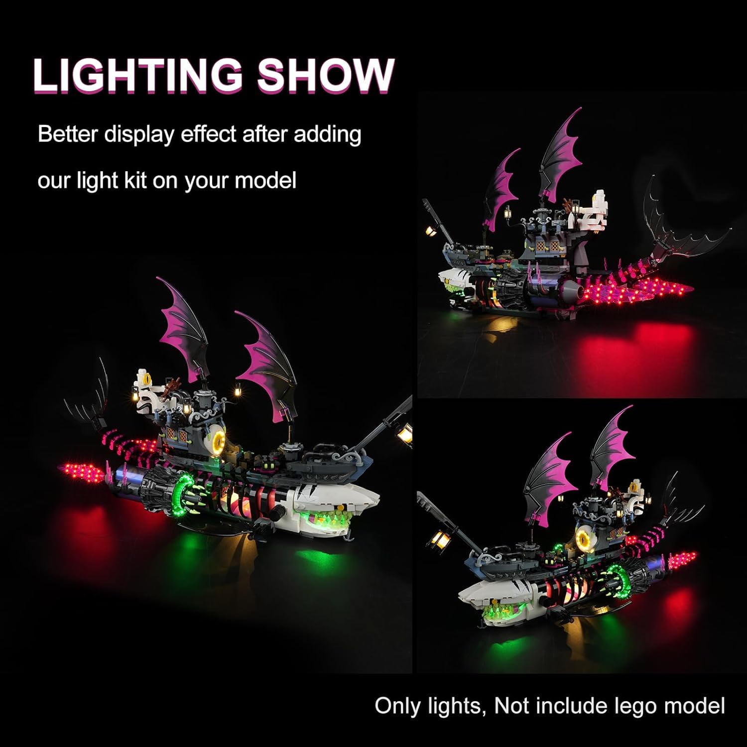 DALDED LED Lighting Kit for Lego DREAMZzz Nightmare Shark Ship 71469, LED Light Compatible with Lego 71469 Building Block Models (Not Include Set)