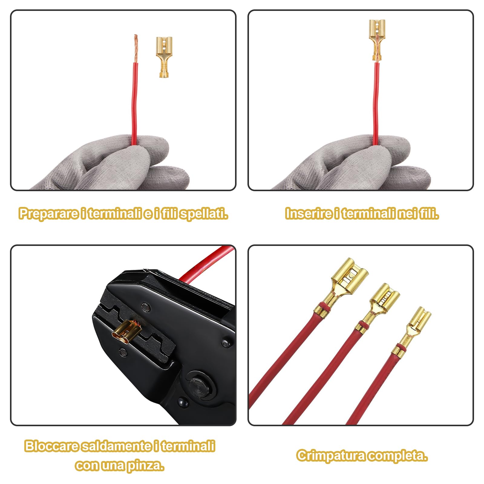 Kit Connettori Elettrici A Crimpare SPOKKI - 570 Pezzi, Terminali Piatti 2.8/4.8/6.3 Mm - Per Auto, Moto, Barche - Foto 8