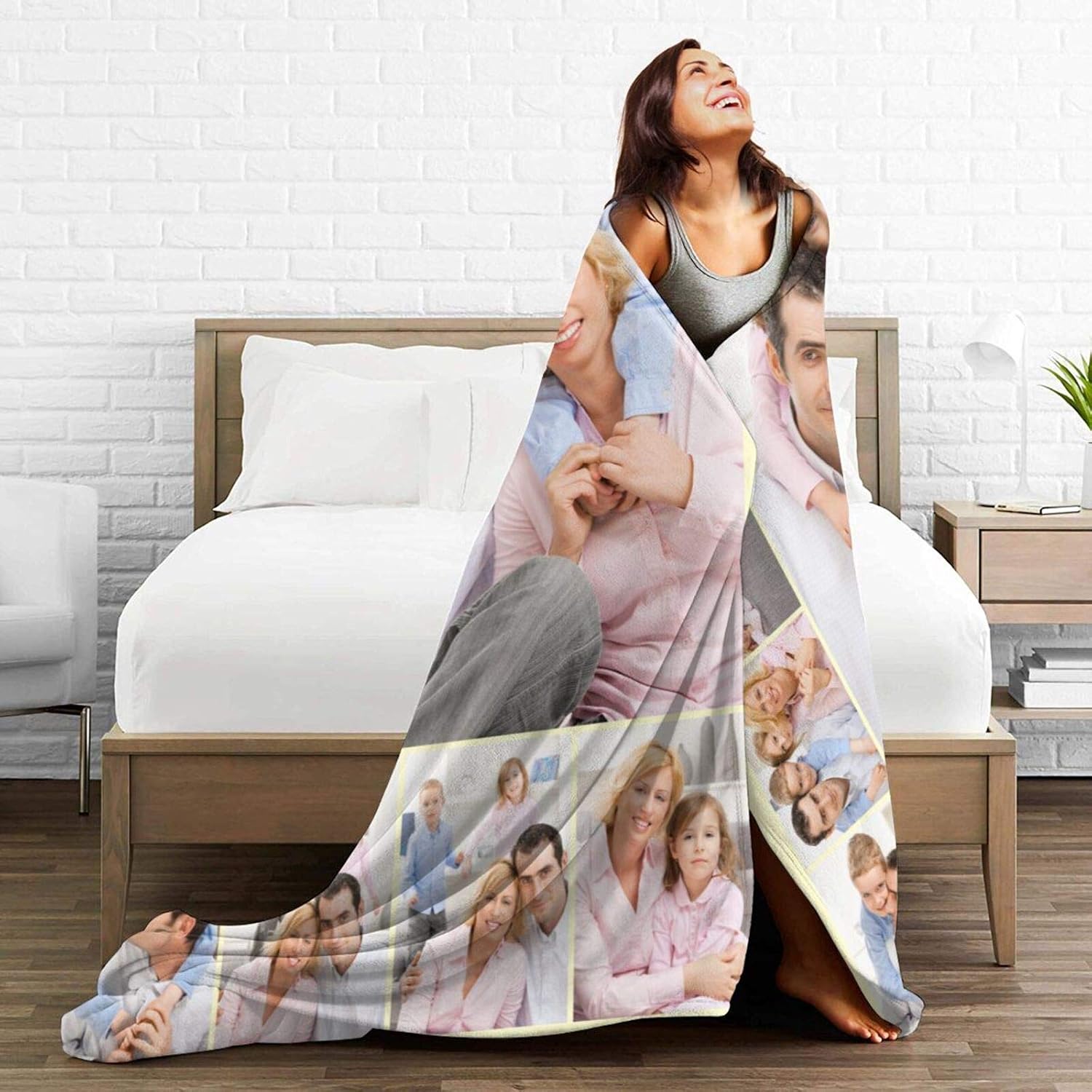 Custom Blanket Personalized Blanket from Photo Text, Custom Blankets with Photos Collage Customized Blankets Personalized Throw Blankets for Family Birthday Wedding Gift, 60"x50", 8 Photos Collage