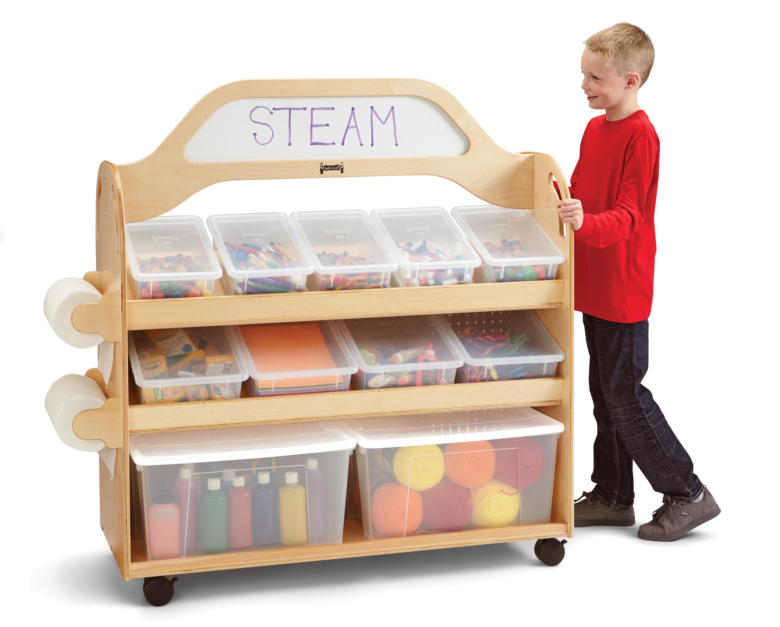 Jonti-Craft 3522JC STEAM Multimedia Cart,Natural Wood