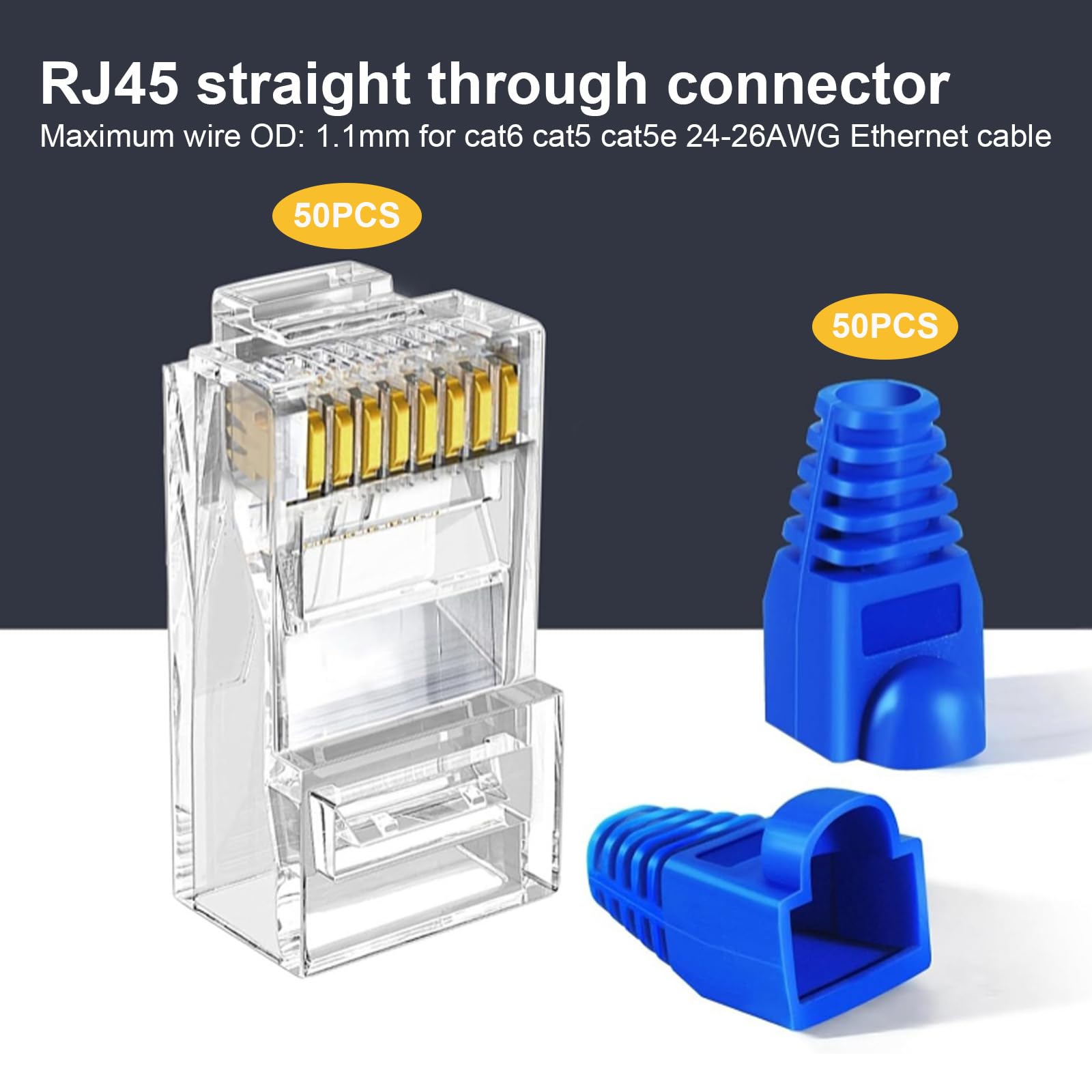 Kit d'outils réseau, pince à sertir RJ45 avec 50 fiches RJ45, testeur réseau, outil de pose LSA, pince à dénuder et kit de réparation pour câbles RJ45/RJ11/RJ12