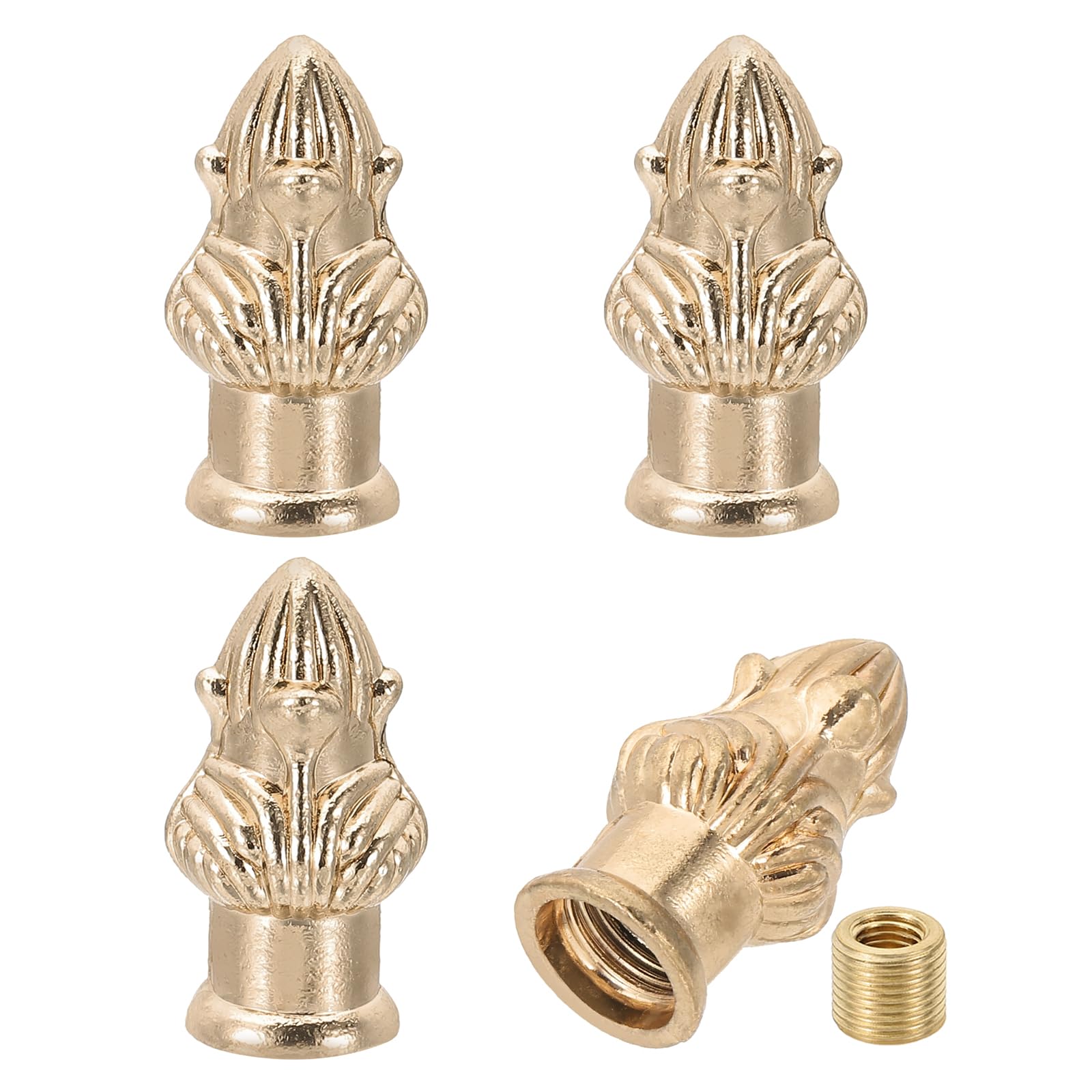 PATIKIL 33 x 16mm Lamp Finials Caps Knob, 4 Set Solid Lamp Shade Top Decoration Screw Cap Nuts with Brass Reducing Adapter for Table Lamps Floor Lamps, Rose Gold Tone