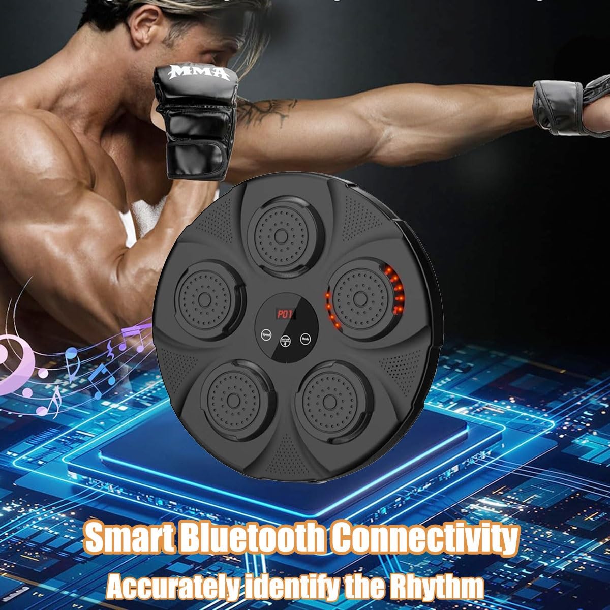 XUnada Allenatore di Boxe Elettronico, Macchina da Boxe Musicale Intelligente Montata a Parete per Bambini e Adulti, Attrezzatura da Boxe Domestica per Esercizi a Casa, Cuscinetti per Boxe Musicale