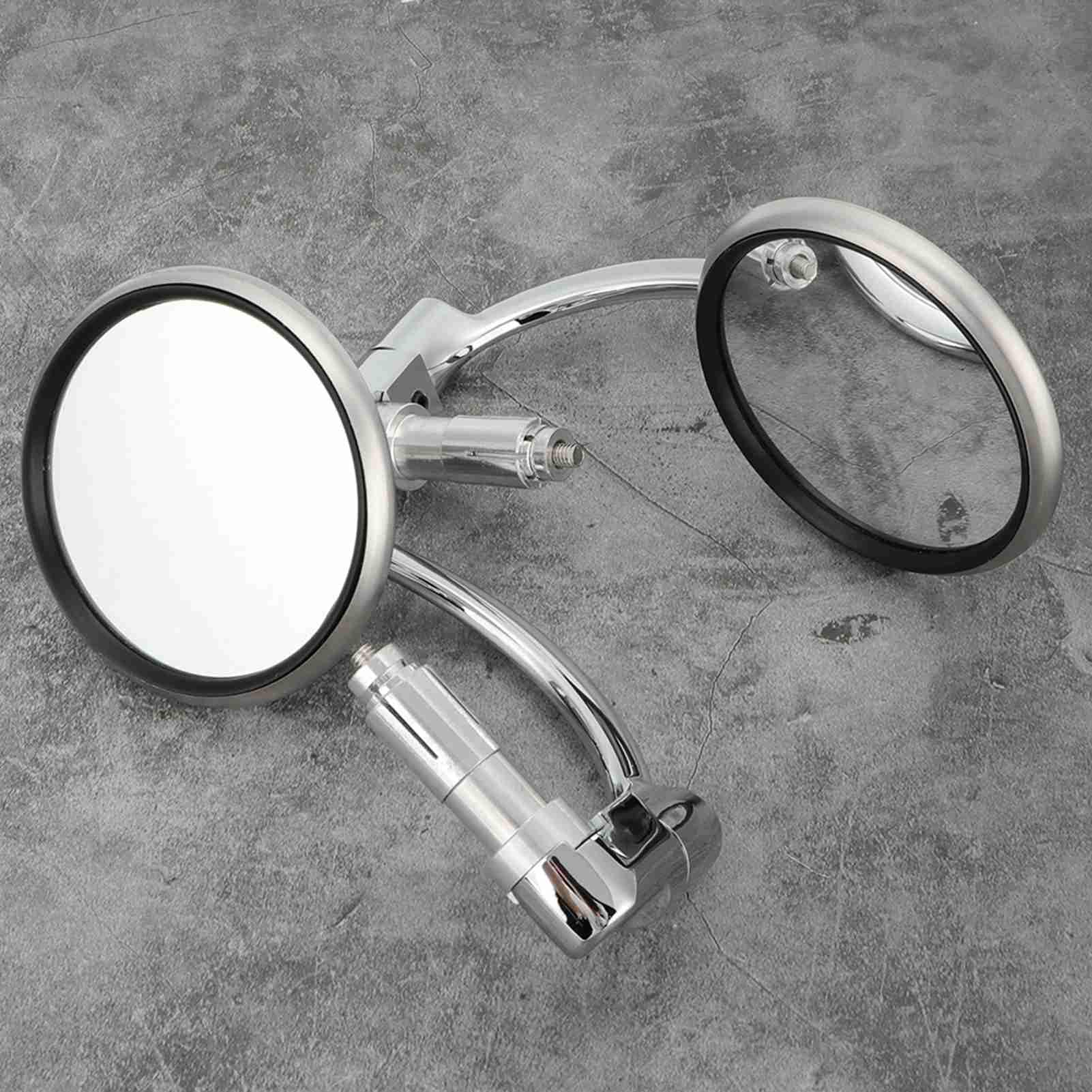 Changor 1 para motocyklowe lusterko wsteczne vintage okrągłe lusterko wsteczne średnica 10 cm srebrny motocykl zmodyfikowane wyścigi wsteczne lusterko boczne pasuje do motocykla z drążkiem 7/8" (22 mm)