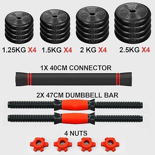 Miniatura 2 de Juego de mancuernas con conector ajustable de 66 libras, juego de mancuernas 2 en 1, juego de pesas para gimnasio en casa, mancuernas deportivas