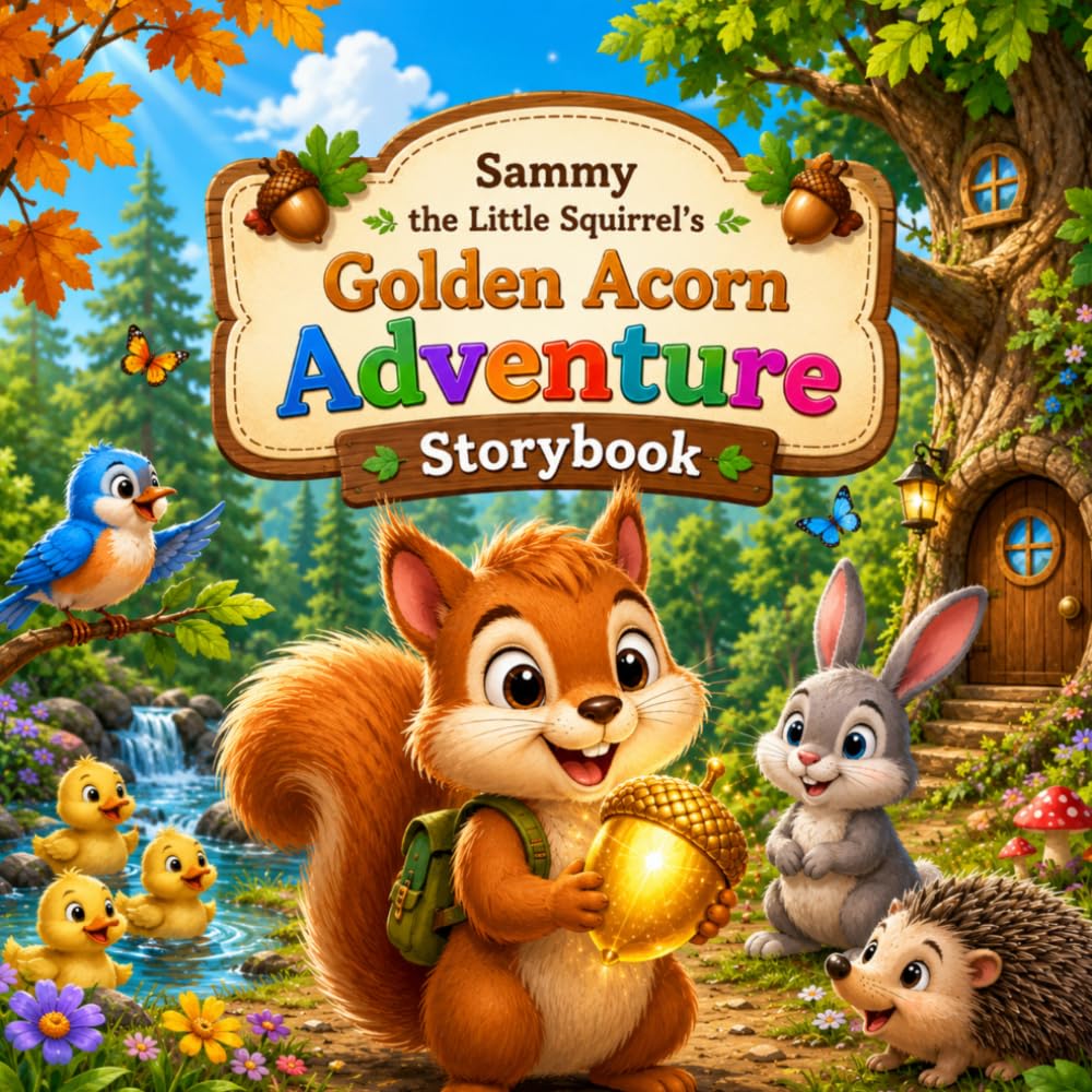 Sammy the Little Squirrel's Golden Acorn Adventure: Cute Storybook