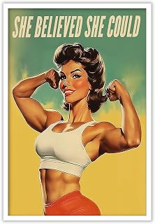 Viokalt Muscle Fitness Girl Workout Canvas Posters Trendy Gym Woman Bodybuilder Wall Art She Believed She Could Motivation Quote Prints Painting For Living Room Bedroom Wall Decor 12x16in Unframe