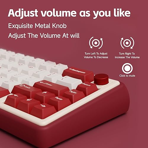 Miniatura 9 de Chilkey Foxy65 Teclado mecánico con perilla, montaje en junta, teclado mecánico inalámbrico de aluminio 65%, BT5.02.4GHzUSB-C, intercambiable en