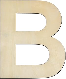12 Inch Wooden Letter B, 1/4 Inch Thick Large Unfinished Wood Letter for Home Wall Decor, DIY Crafts